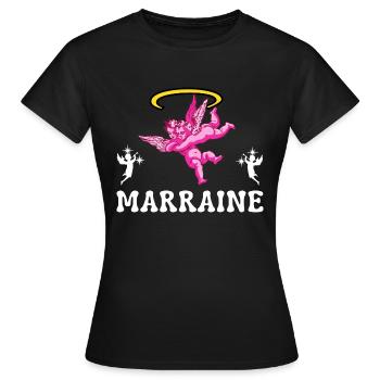 Marraine Baptême Chérubin - T-shirt Femme - noir - Devant - AI Model Female 172 dark (172cm)