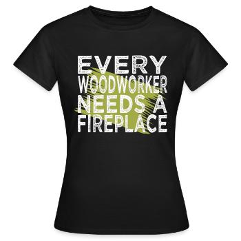 humor job safety helmet carpenter tshirts - Women's T-Shirt - black - Front - AI Model Female 172 dark (172cm)