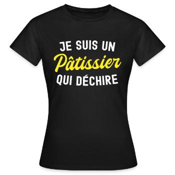 pâtissier qui déchire / humour patissier - T-shirt Femme - noir - Devant - AI Model Female 172 dark (172cm)