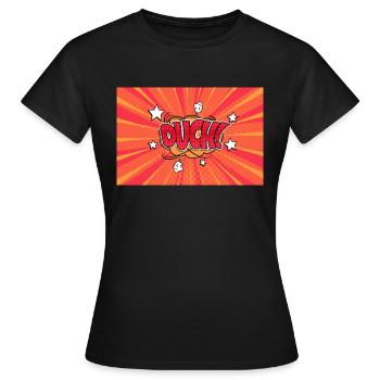 Ouch! Comic Style Bubble Graffiti Lettering - Women's T-Shirt - black - Front - AI Model Female 172 dark (172cm)