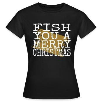 Tournois de pêche T-shirts de pêche à l’achigan - T-shirt Femme - noir - Devant - AI Model Female 172 dark (172cm)