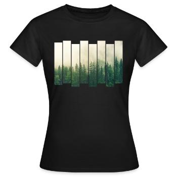 Conception de carreaux de la Forêt-Noire Arbre forestier de conifères moderne - T-shirt Femme - noir - Devant - AI Model Female 172 dark (172cm)