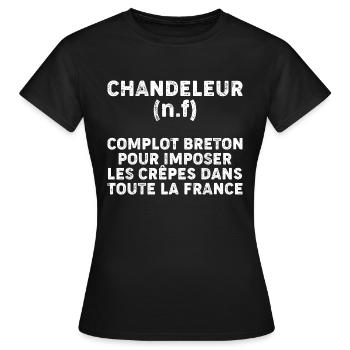 Chandeleur Humour Crêpes Breton - T-shirt Femme - noir - Devant - AI Model Female 172 dark (172cm)