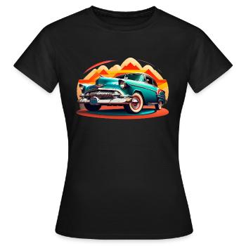 Amerikanischer Oldtimer American Classic Car - Frauen T-Shirt - Schwarz - Vorne - AI Model Female 172 dark (172cm)