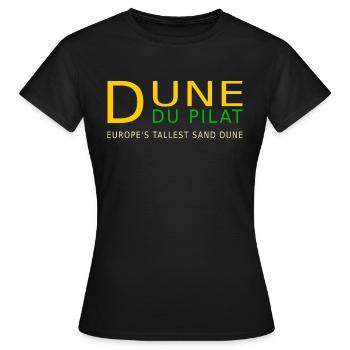 Dune du Pilat, gelb, Englisch - Frauen T-Shirt - Schwarz - Vorne - AI Model Female 172 dark (172cm)