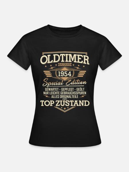 Oldtimer Baujahr Jahrgang 1954 Geburtstag Geschenk - Frauen T-Shirt - Schwarz