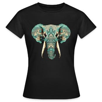 Elegant elephant with majestic tusks - Women's T-Shirt - black - Front - AI Model Female 172 dark (172cm)