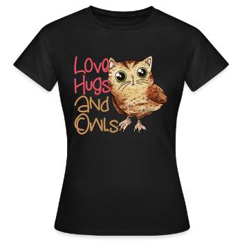 Amour, câlins et hiboux oiseau nocturne oiseau nocturne - T-shirt Femme - noir - Devant - AI Model Female 172 dark (172cm)