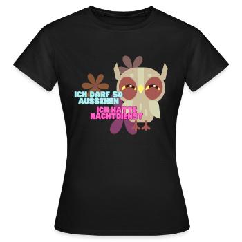 Pflegekraft Nachtdienst, Nachteule - Frauen T-Shirt - Schwarz - Vorne - AI Model Female 172 dark (172cm)