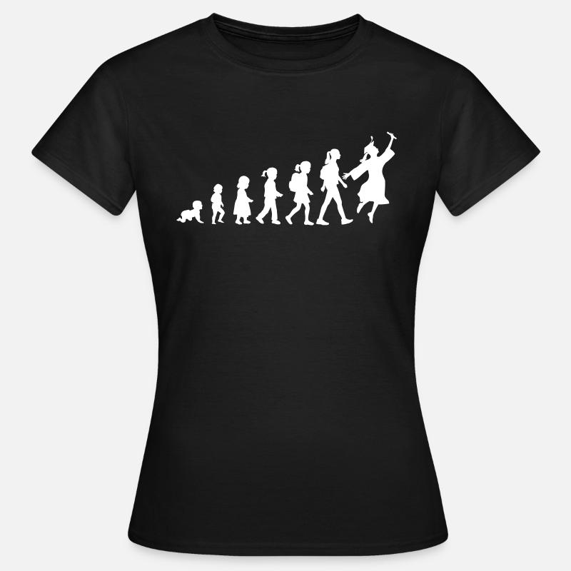 Evolution Schulkind Abiturientin - Frauen T-Shirt - Schwarz