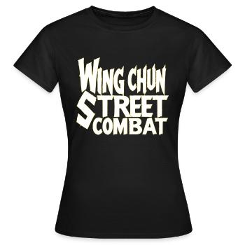 Chemise de combat de rue Wing Chun résistante - T-shirt Femme - noir - Devant - AI Model Female 172 dark (172cm)