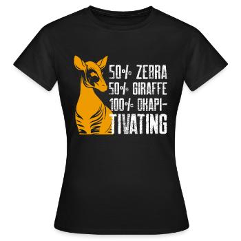 50 per cent zebra 50 giraffe 100 okapitivating - Women's T-Shirt - black - Front - AI Model Female 172 dark (172cm)