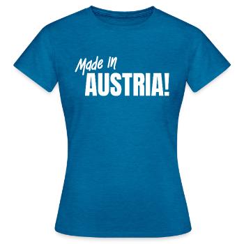 Made in Austria – pure pride of homeland - Women's T-Shirt - antique blue sapphire heather - Front - AI Model Female 172 dark (172cm)
