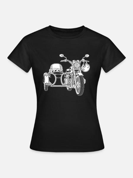 Vintage Motorrad mit Beiwagen Grafik | Retro Gespa - Frauen T-Shirt - Schwarz
