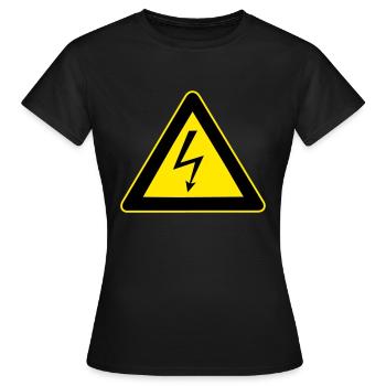 High Voltage Warnung - Frauen T-Shirt - Schwarz - Vorne - AI Model Female 172 dark (172cm)