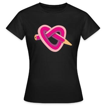 pencil heart - Women's T-Shirt - black - Front - AI Model Female 172 dark (172cm)
