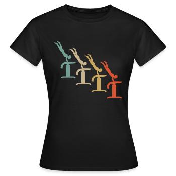 Retro Vintage Style Gymnastik Turnen Akrobatik - Frauen T-Shirt - Schwarz - Vorne - AI Model Female 172 dark (172cm)