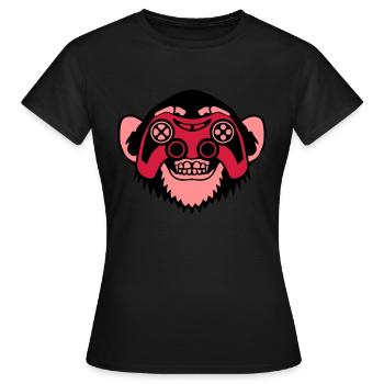 singe manette jeux oeil joystick geek - T-shirt Femme - noir - Devant - AI Model Female 172 dark (172cm)