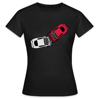 2 autos unfall crash totalschaden zerquetscht dell - Frauen T-Shirt - Schwarz - Vorne - AI Model Female 172 dark (172cm)