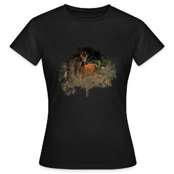 wunderschöner Rehbock im Wald - Frauen T-Shirt - Schwarz - Vorne - AI Model Female 172 dark (172cm)