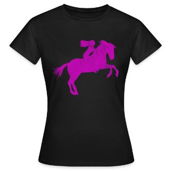 Reiterin Springpferd | Reiten | Pink - Frauen T-Shirt - Schwarz - Vorne - AI Model Female 172 dark (172cm)