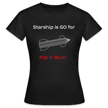 Wireframe, comme un vaisseau, est prêt pour Flip n’Burn - T-shirt Femme - noir - Devant - AI Model Female 172 dark (172cm)
