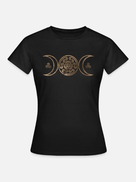 Hecate Wheel Triple Moon - Frauen T-Shirt - Schwarz