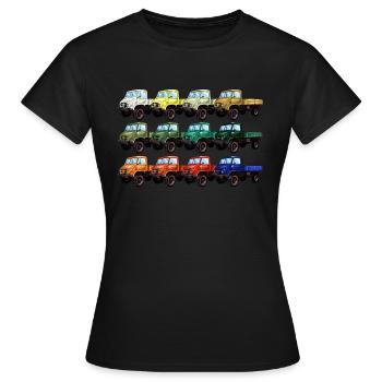 Farbpalette Unimog - Oldtimer - Regenbogen anders - Frauen T-Shirt - Schwarz - Vorne - AI Model Female 172 dark (172cm)