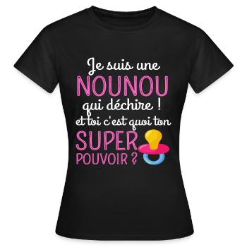 T shirt nounou qui déchire cadeau nourrice - T-shirt Femme - noir - Devant - AI Model Female 172 dark (172cm)