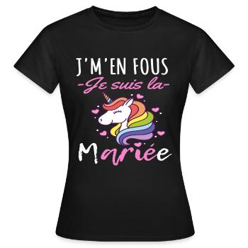 J'm'en fous je suis la mariée humour evjf cadeau - T-shirt Femme - noir - Devant - AI Model Female 172 dark (172cm)