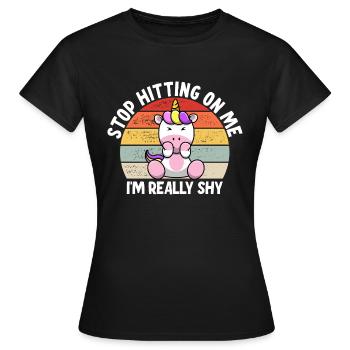 Arrêtez de me draguer, je suis timide - T-shirt Femme - noir - Devant - AI Model Female 172 dark (172cm)