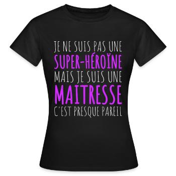 maîtresse humour maitresse d' école cadeau - T-shirt Femme - noir - Devant - AI Model Female 172 dark (172cm)