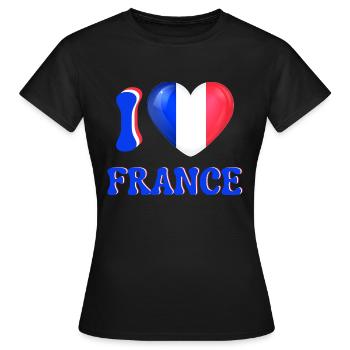 Ich liebe Frankreich Blau Weiß Rot Flagge Herz - Frauen T-Shirt - Schwarz - Vorne - AI Model Female 172 dark (172cm)