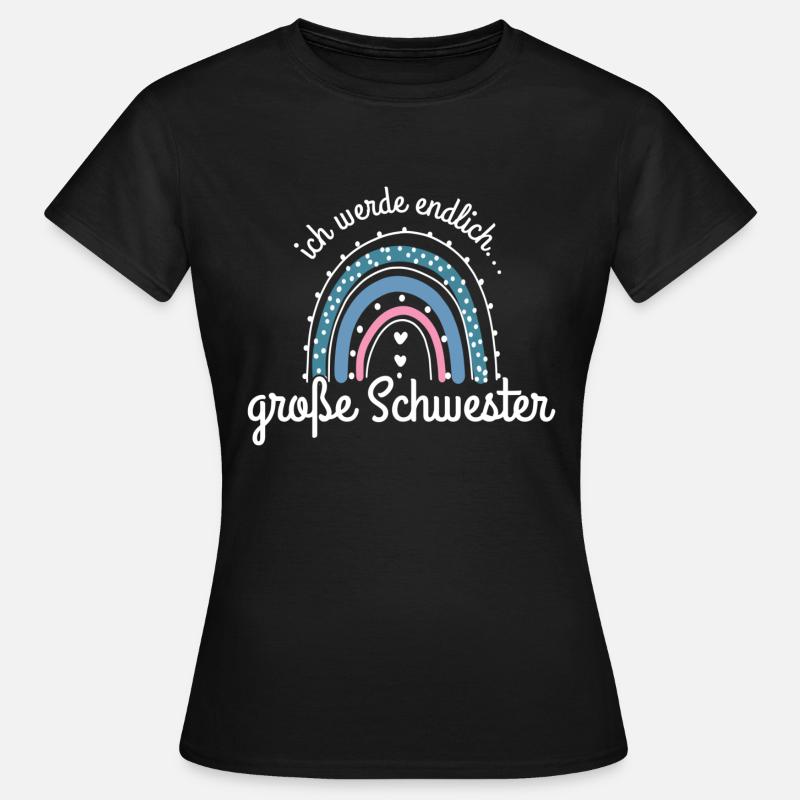 Ich werde Große Schwester 2023 / Regenbogen - Frauen T-Shirt - Schwarz