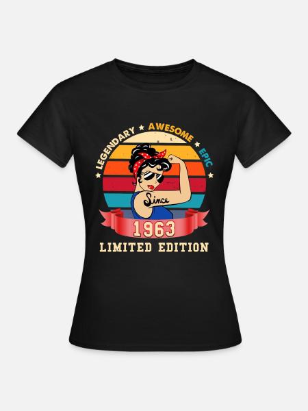 Anniversaire 1963 Femme Légende Epique Vintage - T-shirt Femme - noir