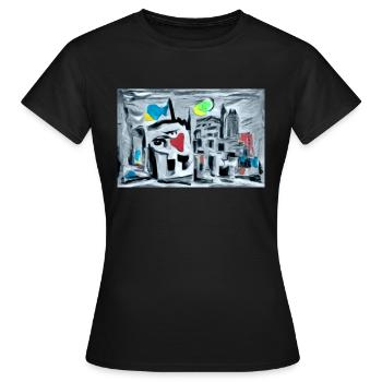 Flux de la ville - T-shirt Femme - noir - Devant - AI Model Female 172 dark (172cm)
