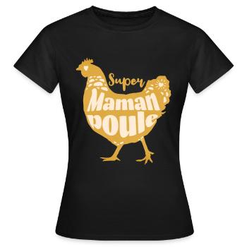 Maman poule humour maman cadeau fête des mères. - T-shirt Femme - noir - Devant - AI Model Female 172 dark (172cm)