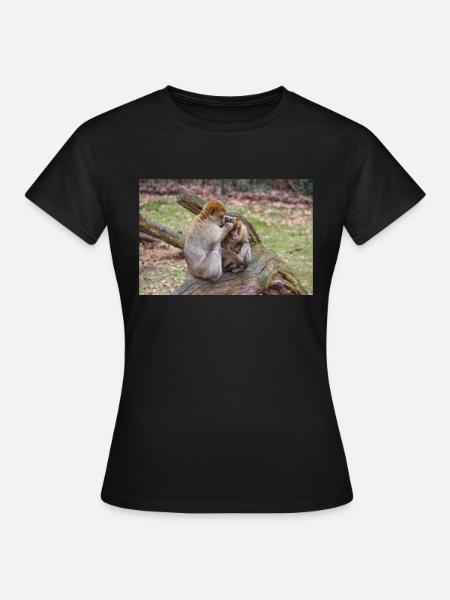 Berberaffen (Macaca sylvanus) - Frauen T-Shirt - Schwarz