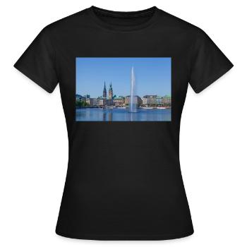 Binnenalster - Frauen T-Shirt - Schwarz - Vorne - AI Model Female 172 dark (172cm)