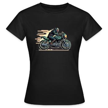 8-bit motorcycle - Women's T-Shirt - black - Front - AI Model Female 172 dark (172cm)