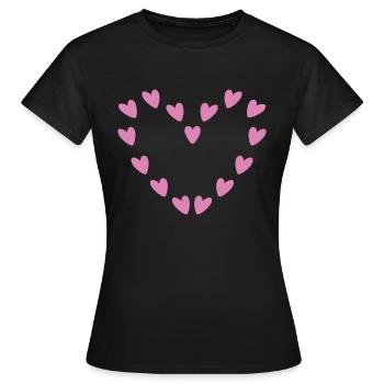 Cœur de cœur rose - T-shirt Femme - noir - Devant - AI Model Female 172 dark (172cm)