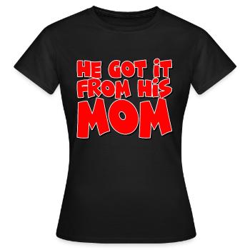 Il l’a obtenu de sa mère - T-shirt Femme - noir - Devant - AI Model Female 172 dark (172cm)