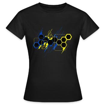 Wabe Abstrakt - Frauen T-Shirt - Schwarz - Vorne - AI Model Female 172 dark (172cm)