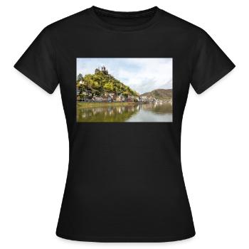 Forteresse de Reichsburg (Reichsburg) Cochem Rhénanie - T-shirt Femme - noir - Devant - AI Model Female 172 dark (172cm)