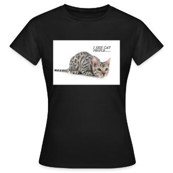 I spy with my kitty eye - Women's T-Shirt - black - Front - AI Model Female 172 dark (172cm)