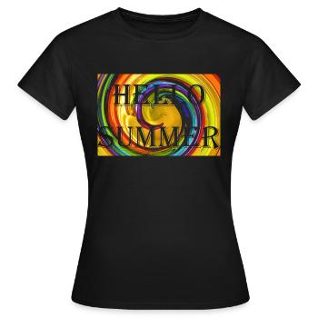 HELLO SUMMER - T-shirt Femme - noir - Devant - AI Model Female 172 dark (172cm)