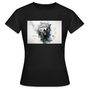Bozkurt - grey wolf abstract - Women's T-Shirt - black - Front - AI Model Female 172 dark (172cm)