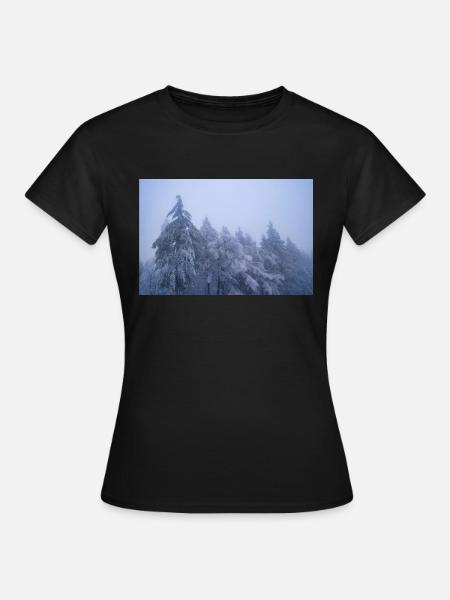 Bäume im Schnee - Frauen T-Shirt - Schwarz
