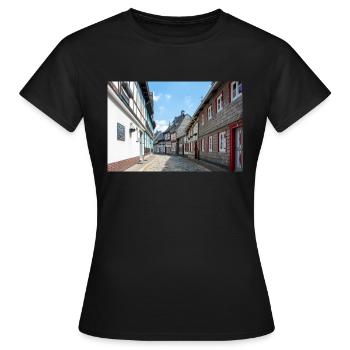 old town of (Altstadt) Goslar Lower Saxony - Women's T-Shirt - black - Front - AI Model Female 172 dark (172cm)