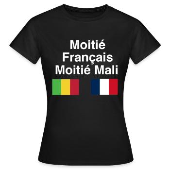 Moitié Français Moitié Mali - T-shirt Femme - noir - Devant - AI Model Female 172 dark (172cm)